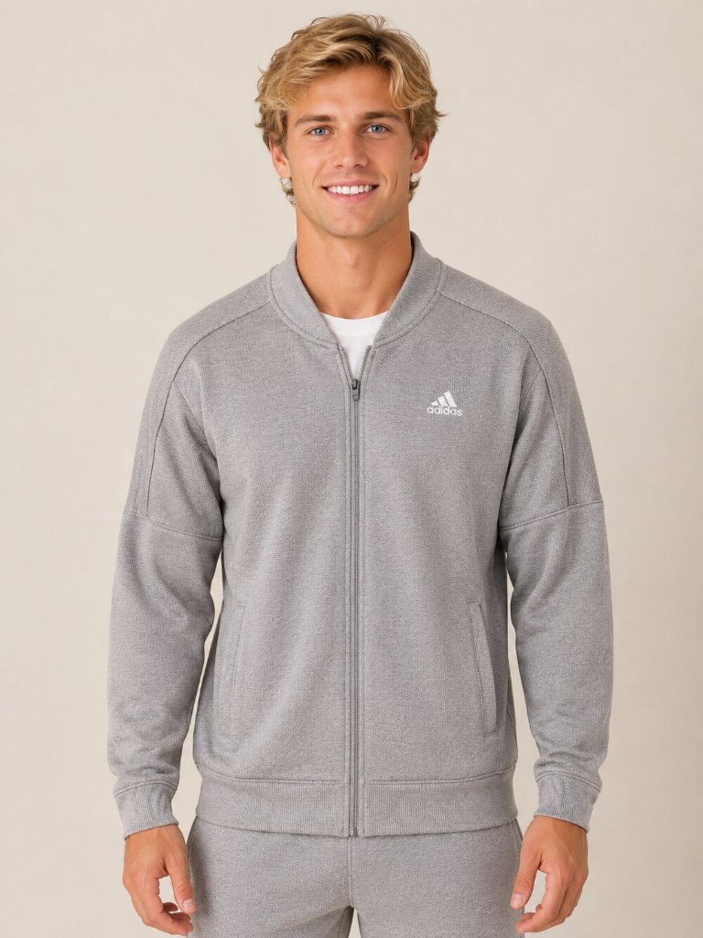 Adidas Full Zip Lightweight Grey Track Jacket Men's Size Large